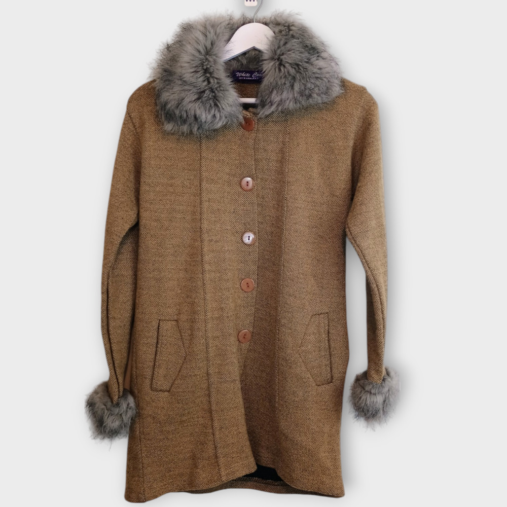 Penny Lane Women Cardigan Fur Collar Y2K 70s Hippie Retro Vintage Style Coat